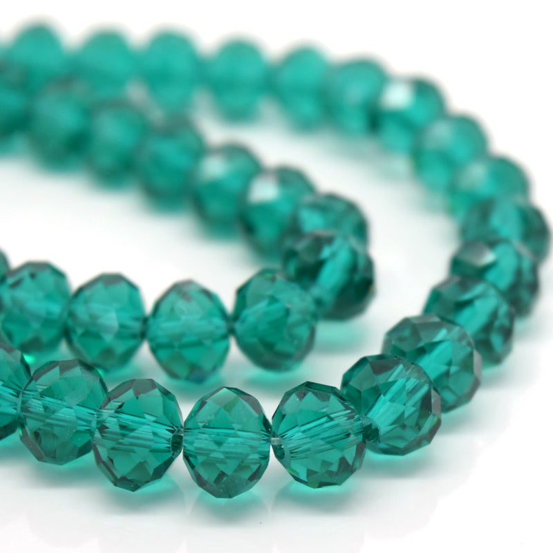 STAR BEADS: FACETED RONDELLE GLASS BEADS - EMERALD - Rondelle Beads