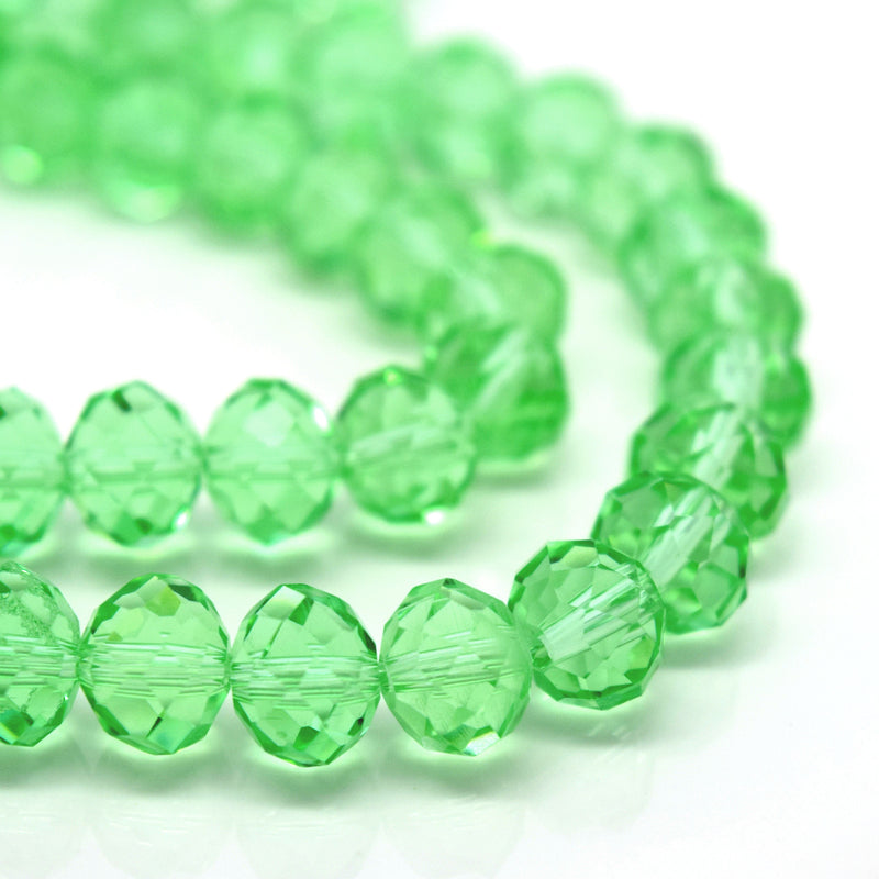 STAR BEADS: FACETED RONDELLE GLASS BEADS - PERIDOT - Rondelle Beads