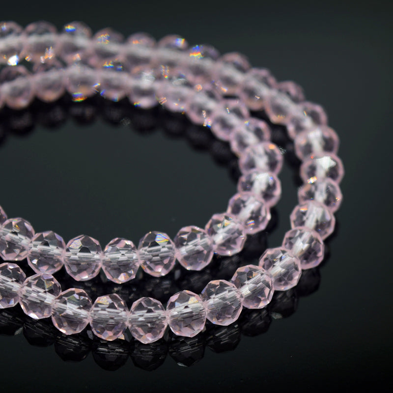 Faceted Rondelle Glass Beads - Rose