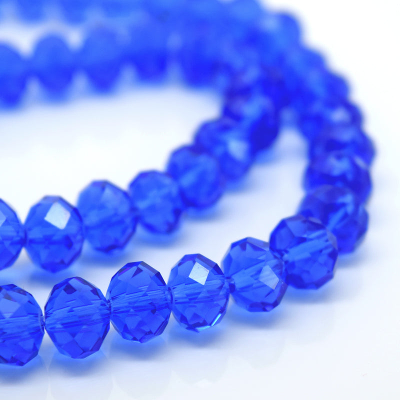 STAR BEADS: FACETED RONDELLE GLASS BEADS - SAPPHIRE - Rondelle Beads