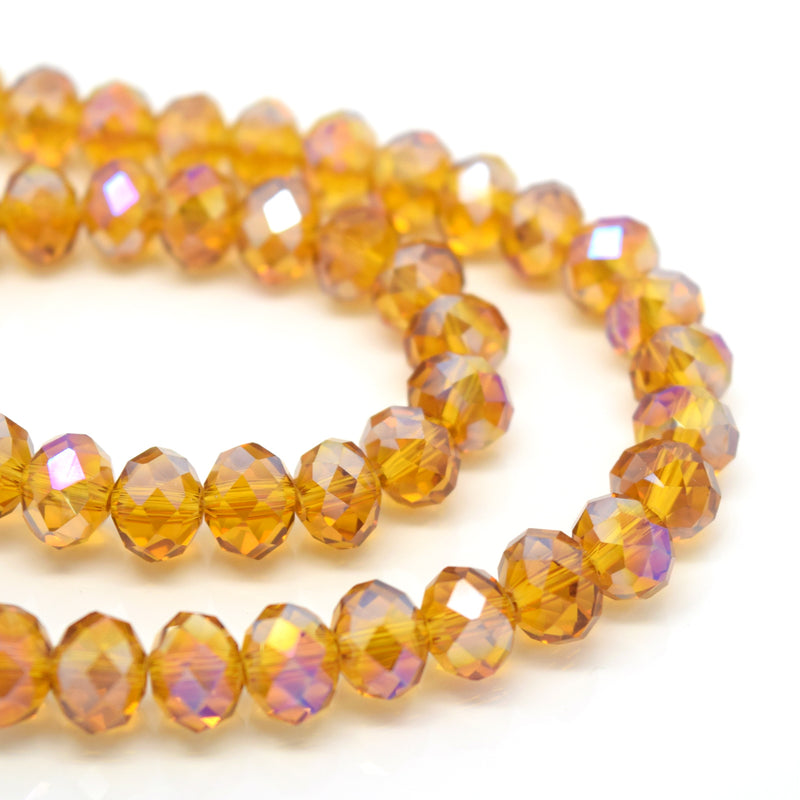 STAR BEADS: FACETED RONDELLE GLASS BEADS - TOPAZ AB - Rondelle Beads