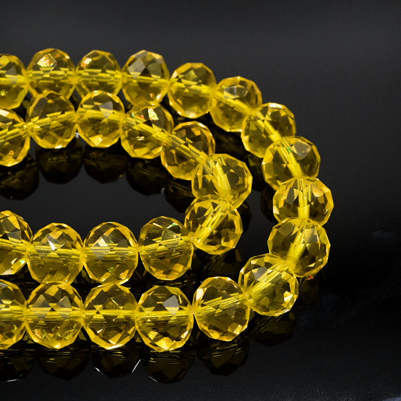 Faceted Rondelle Glass Beads - Yellow