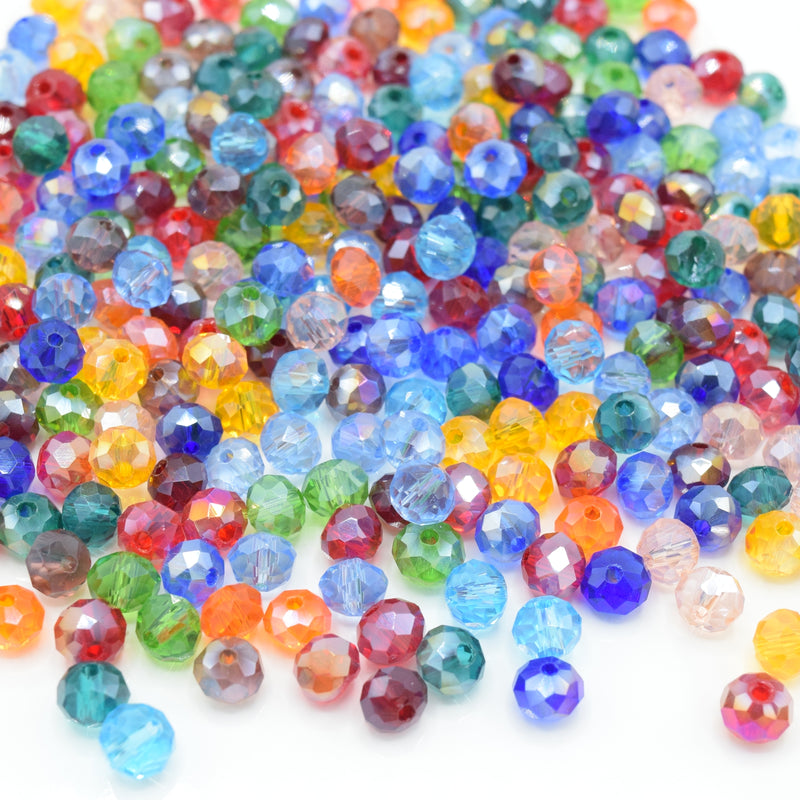 Faceted Rondelle Glass Beads - Mixed Lustre/AB