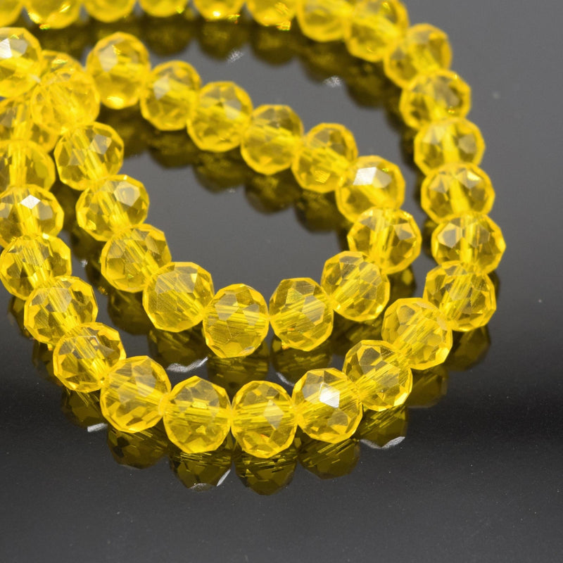 Faceted Rondelle Glass Beads - Yellow