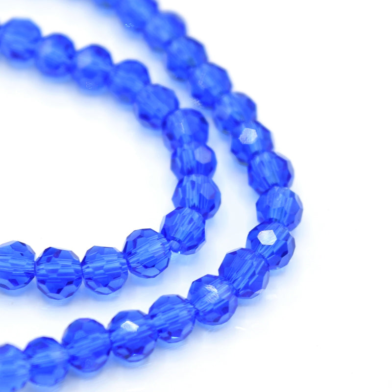 Faceted Round Glass Beads 4mm (190pcs) - Sapphire
