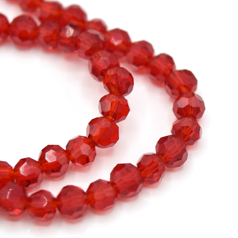 Faceted Round Glass Beads - Siam