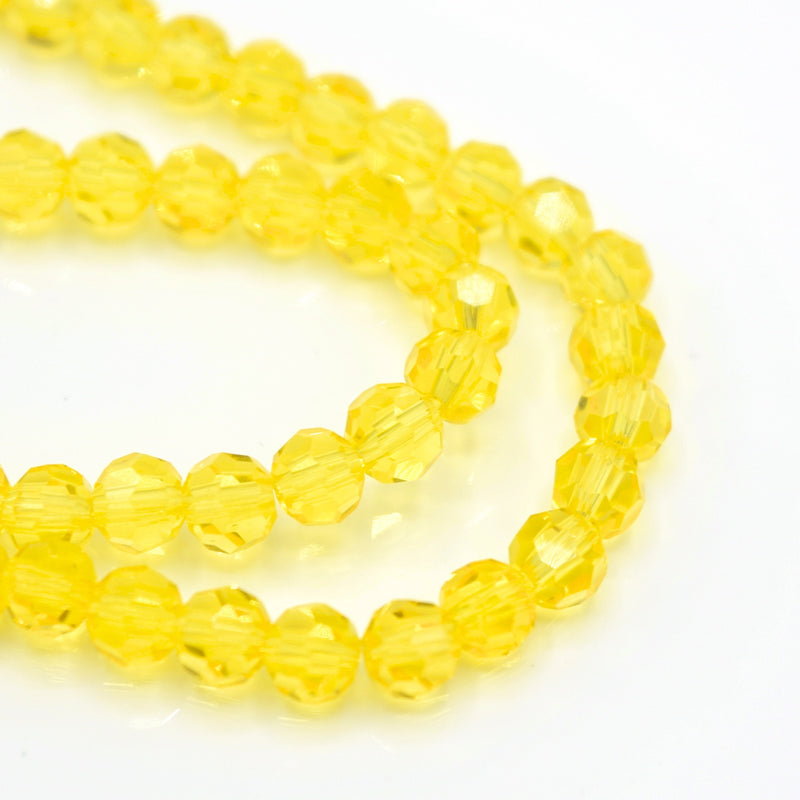 Faceted Round Glass Beads 4mm (190pcs) - Yellow
