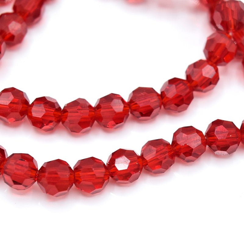 Faceted Round Glass Beads - Siam