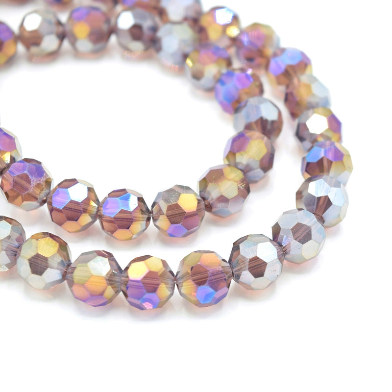 Faceted Round Glass Beads - Amethyst AB