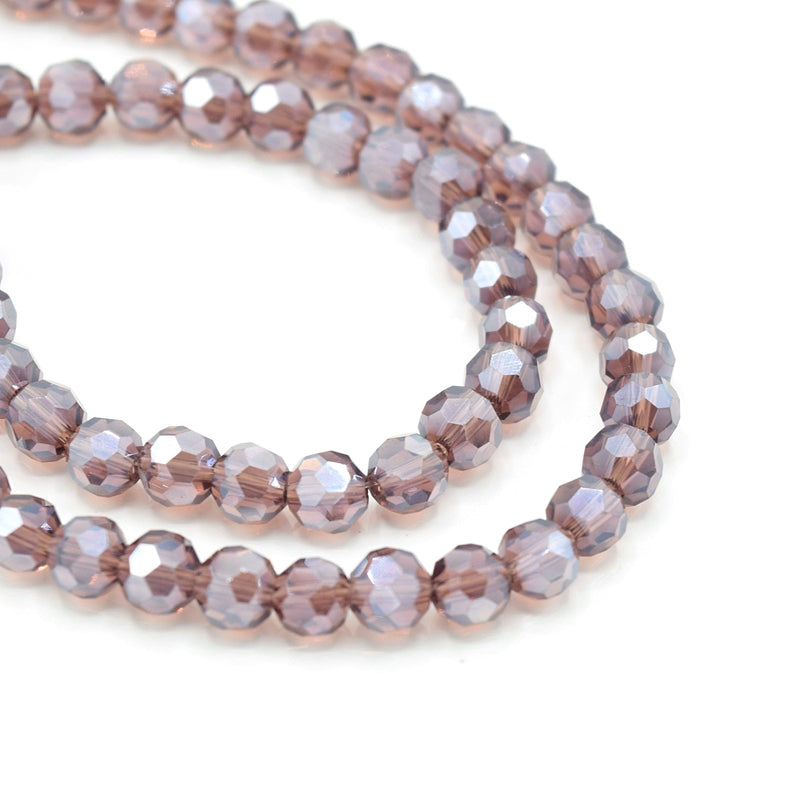 Faceted Round Glass Beads - Amethyst Lustre