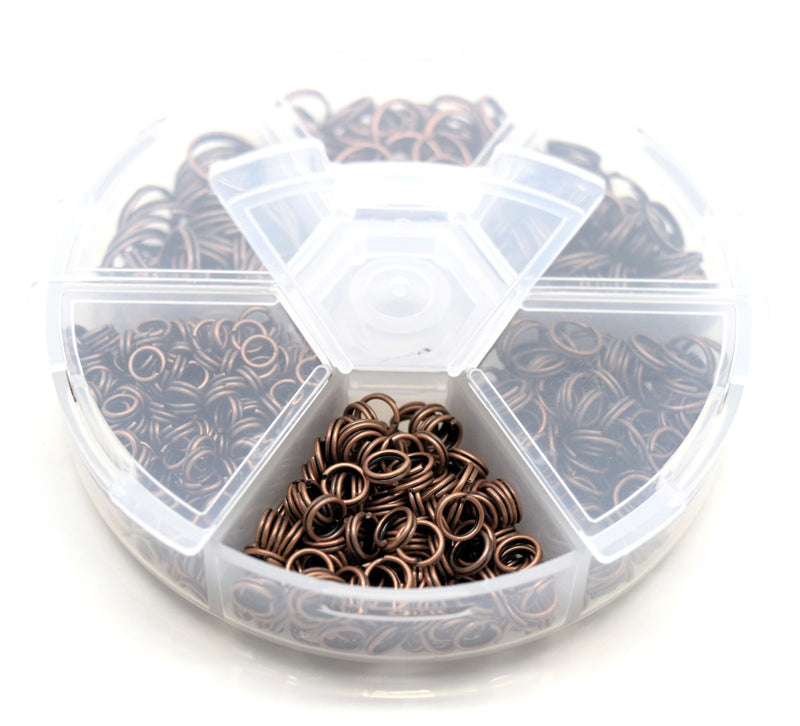Box Of Iron Antique Copper Plated Split Rings 4-10mm Approx 1500Pcs