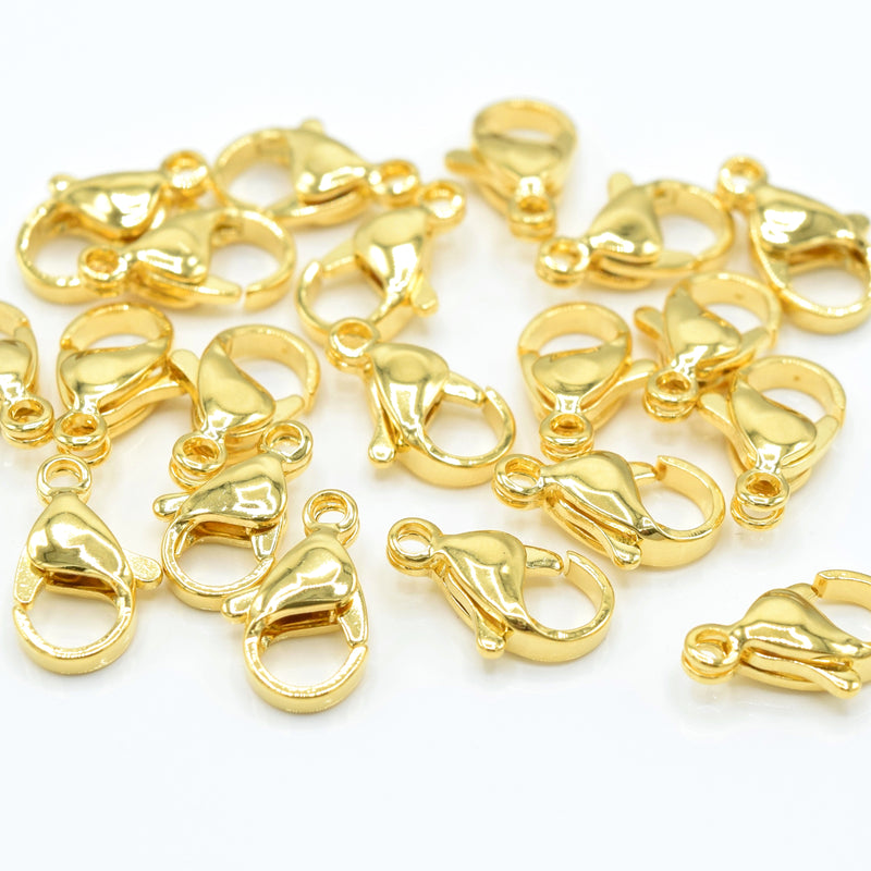 10 x 24k Gold Plated Stainless Steel Lobster Clasps