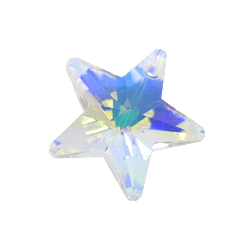 4 x Faceted Glass Star Pendants 18mm Clear AB