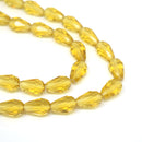 Faceted Teardrop Glass Beads  - Light Topaz