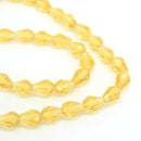 Faceted Teardrop Glass Beads  - Light Topaz