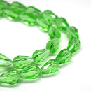 Faceted Teardrop Glass Beads  - Peridot