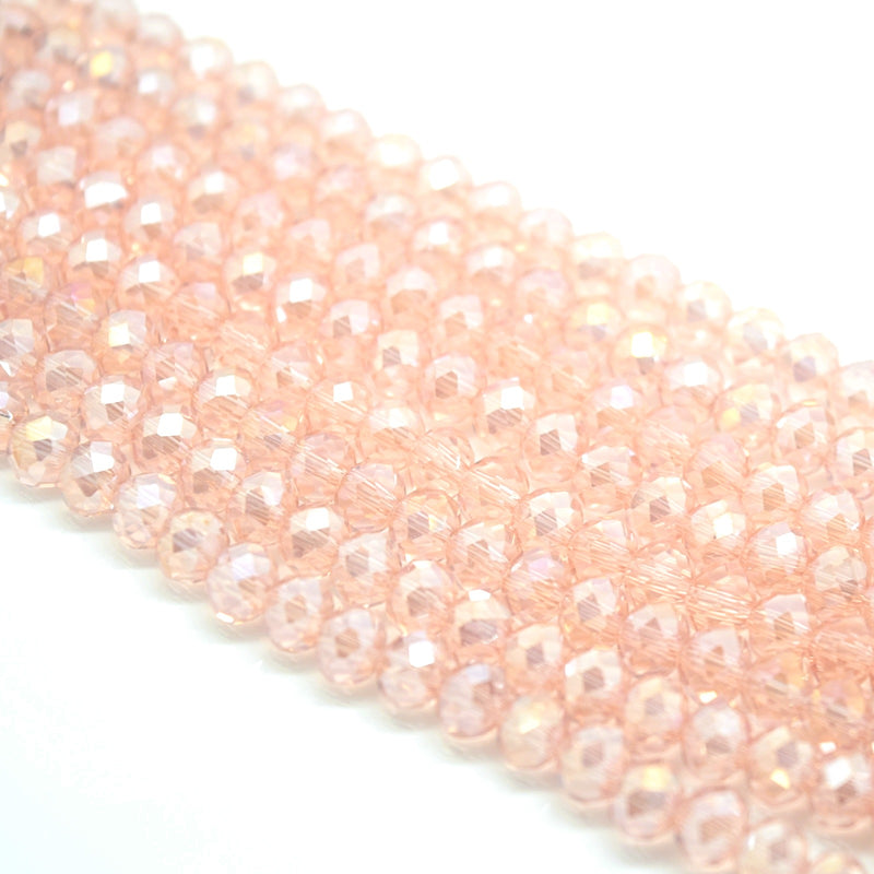 Faceted Rondelle Glass Beads - Vintage Rose Lustre