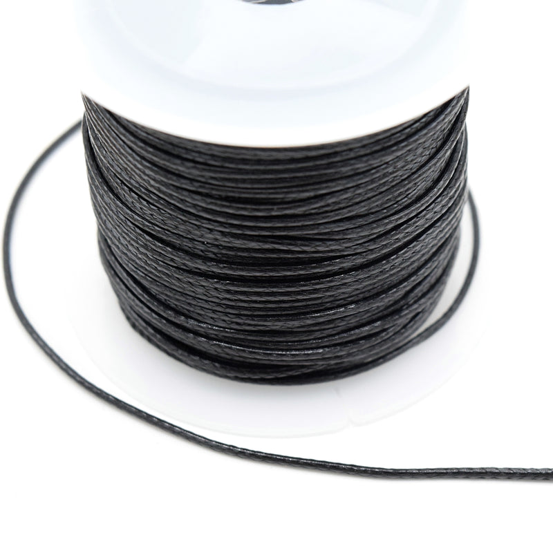 20 Meter Waxed Polyester Cord for Jewellery Making 1mm Black