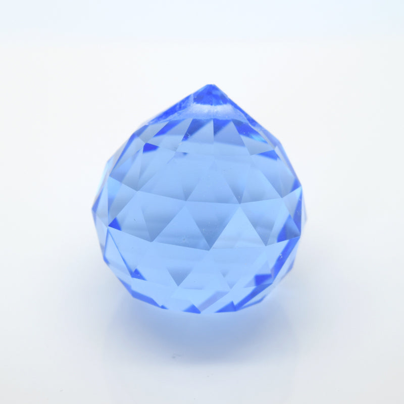 2 x Faceted Glass Ball Chandelier Sun-Catcher Pendant 20mm - Ice Blue