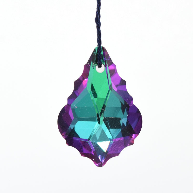 Faceted Glass Baroque Pendants Silver Plated - Green / Purple
