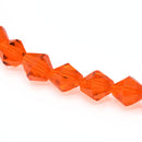 Faceted Bicone Glass Beads - Bright Orange