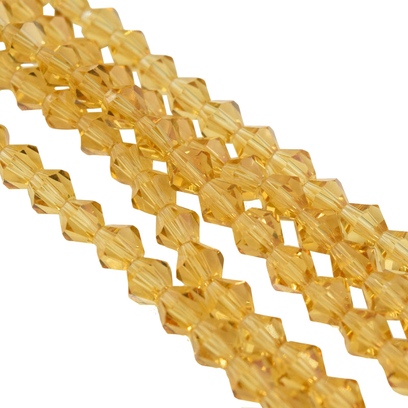 Faceted Bicone Glass Beads - Dark Champagne