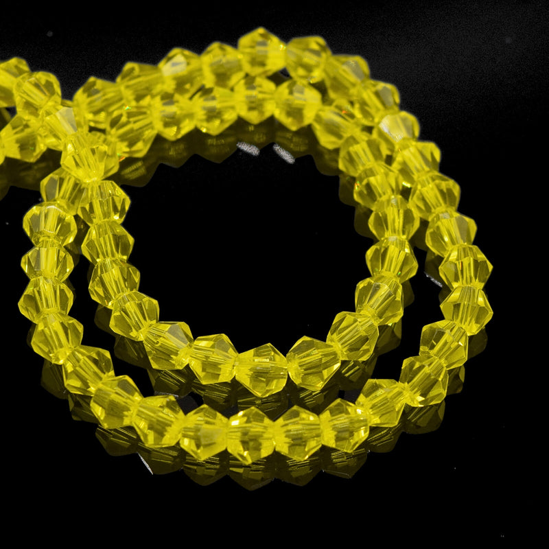 180 x Faceted Bicone Glass Beads 4mm - Lemon