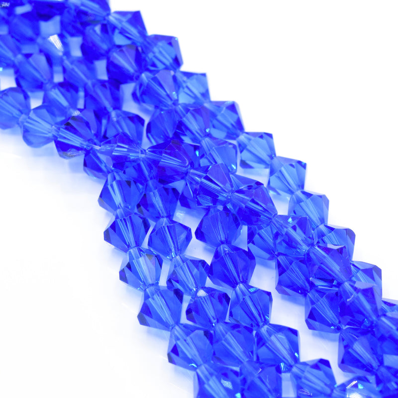 Faceted Bicone Glass Beads - Sapphire