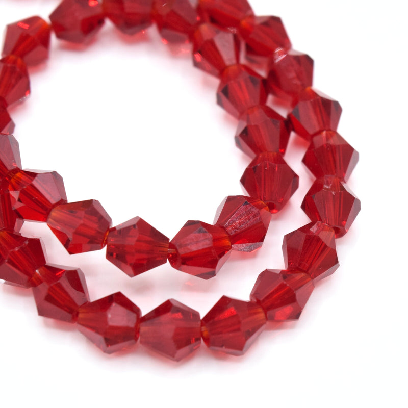 Faceted Bicone Glass Beads - Siam