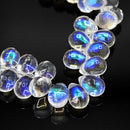 Smooth Glass Briolette Pendants 9x6mm,14x9mm - Clear AB