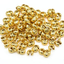 100 x Brass Crimp Cover Beads 4x3.5mm - 18k Gold Plated