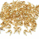100 x Brass Crimp Cover Tip Clamshell Beads 3x6mm - 18k Gold Plated