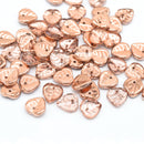 Czech Pressed Glass Leaf Beads 9mm (50pcs) - Clear / Bronze