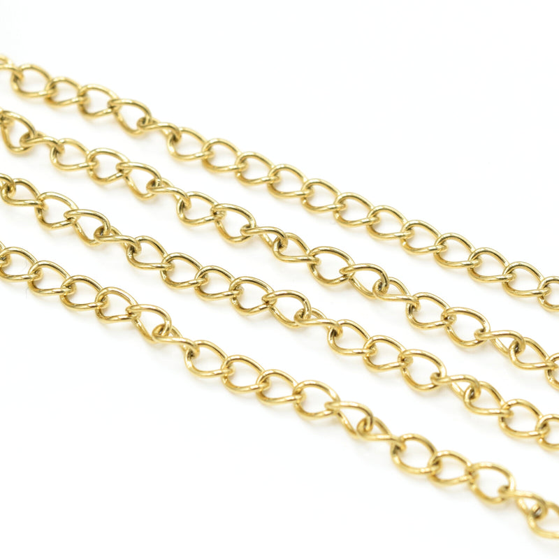 2 Meters 18k Gold Plated Stainless Steel Curb Chain
