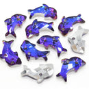 10 x Faceted Glass Dolphin Pendants 21x12mm - Blue / Purple
