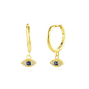 Cute Evil Eye Zirconia Hoop Earrings Sterling Silver 18k Gold Plated / Platinum Plated