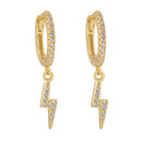 Stylish Lightning Zirconia Hoop Earrings Sterling Silver 18k Gold Plated / Platinum Plated