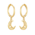 Cosmic Moon and Stars Hoop Earrings Sterling Silver 18k Gold Plated / Platinum Plated