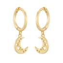 Cosmic Moon and Stars Hoop Earrings Sterling Silver 18k Gold Plated / Platinum Plated