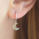 Cosmic Moon and Stars Hoop Earrings Sterling Silver 18k Gold Plated / Platinum Plated