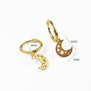 Cosmic Moon and Stars Hoop Earrings Sterling Silver 18k Gold Plated / Platinum Plated