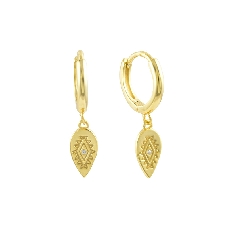 Cute Bohemian Hoop Arrow Drop Zirconia Earrings Sterling Silver 18k Gold Plated / Platinum Plated (Copy)
