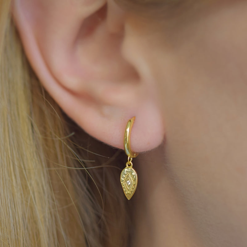 Cute Bohemian Hoop Arrow Drop Zirconia Earrings Sterling Silver 18k Gold Plated / Platinum Plated (Copy)