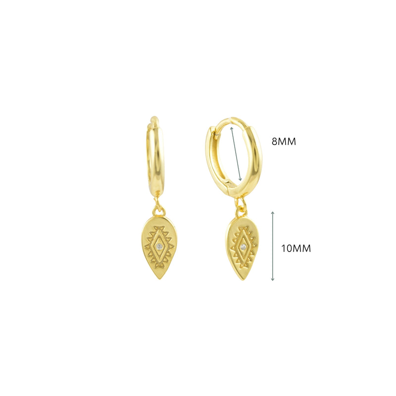 Cute Bohemian Hoop Arrow Drop Zirconia Earrings Sterling Silver 18k Gold Plated / Platinum Plated (Copy)