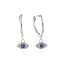 Cute Evil Eye Zirconia Hoop Earrings Sterling Silver 18k Gold Plated / Platinum Plated
