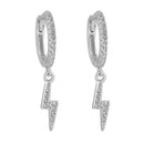 Stylish Lightning Zirconia Hoop Earrings Sterling Silver 18k Gold Plated / Platinum Plated