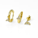 3 Pairs Flower Zirconia Hoop & Stud Earrings Set Sterling Silver 18k Gold Plated / Platinum Plated