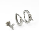 3 Pairs Flower Zirconia Hoop & Stud Earrings Set Sterling Silver 18k Gold Plated / Platinum Plated