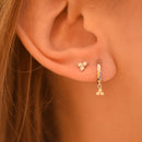 3 Pairs Flower Zirconia Hoop & Stud Earrings Set Sterling Silver 18k Gold Plated / Platinum Plated