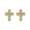 Cute Cross Zirconia Stud Earrings Sterling Silver 18k Gold Plated / Platinum Plated